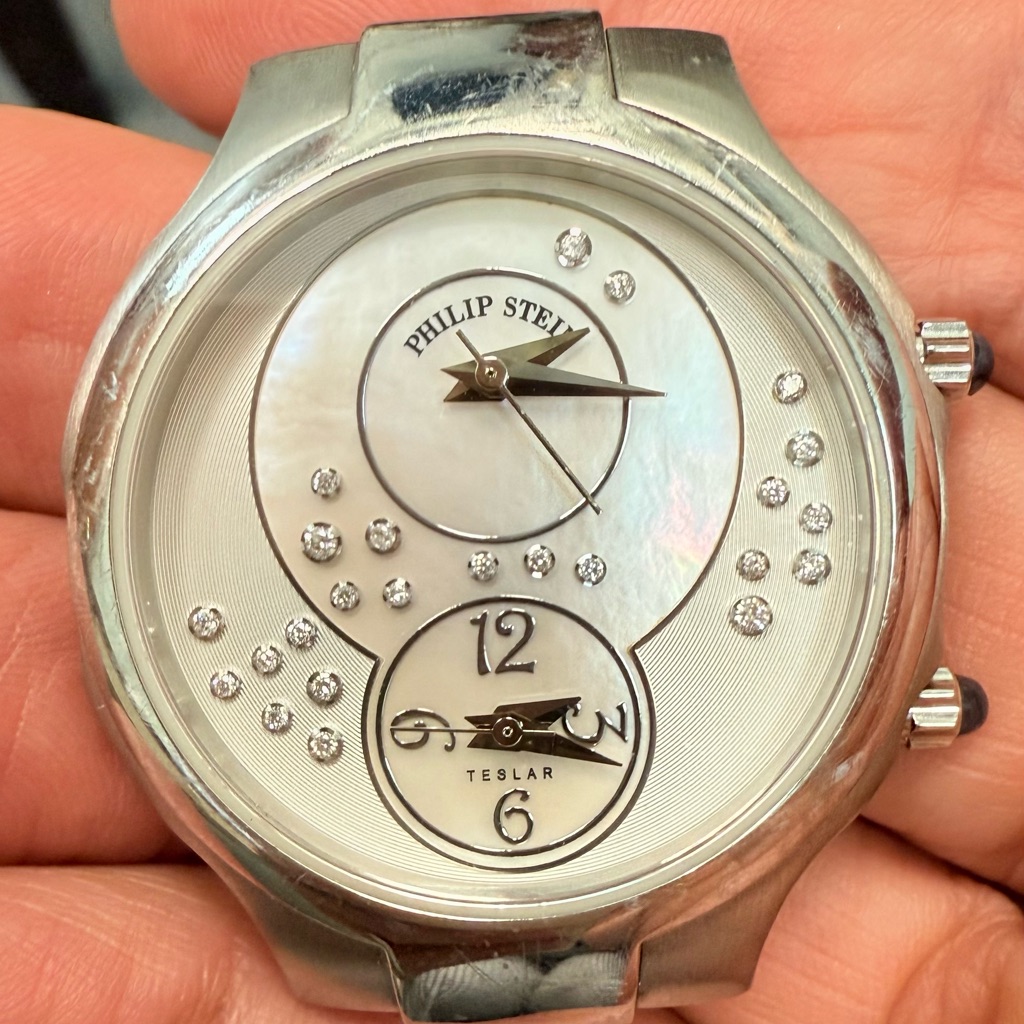 Philip Stein Silver Women's Watch With Diamond Accents